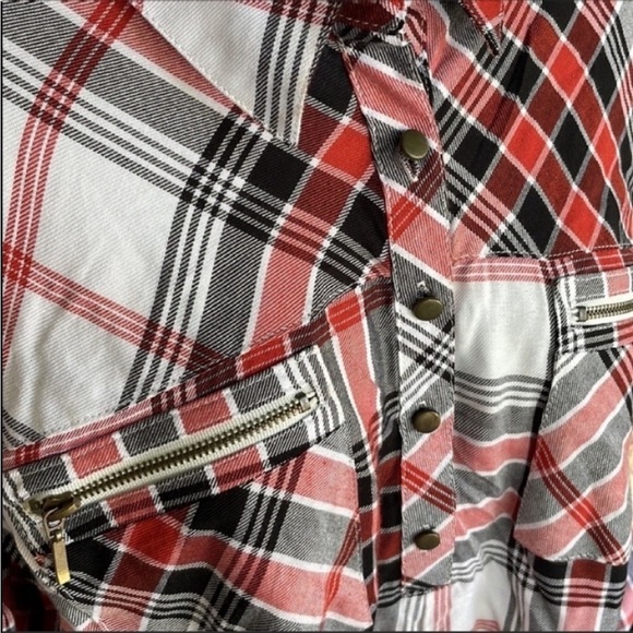 Takara plaid Top blouse Long sleeve Button 3/4 Size Large - Picture 8 of 12